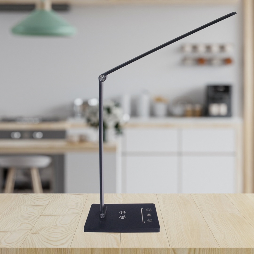LED Stolní lampa s bezdrátovým nabíjením VARIO LED/5W/230V 3000-6000K černá