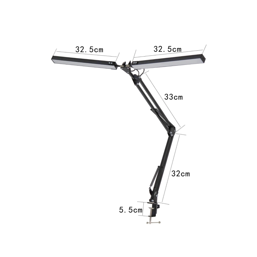 LED Stolní lampa s klipem 2xLED/10W/230V 2800-6800K