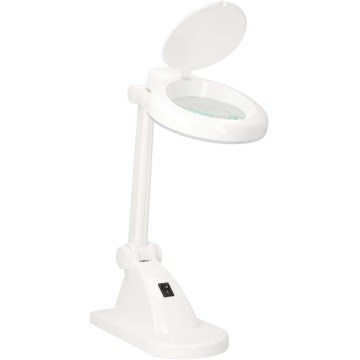 LED Stolní lampa s lupou LED/6W/230V bílá