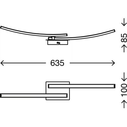 LED Stropní svítidlo 2xLED/6W/230V 3000K matný chrom