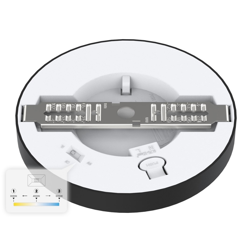 LED Stropní svítidlo EVORA LED/6W/230V 3000/4000/6000K pr. 14 cm černá