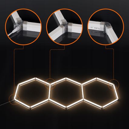 LED Stropní svítidlo HEXAGON LED/128W/85-265V 4000K 248x97 cm CRI 90 IP54 bílá