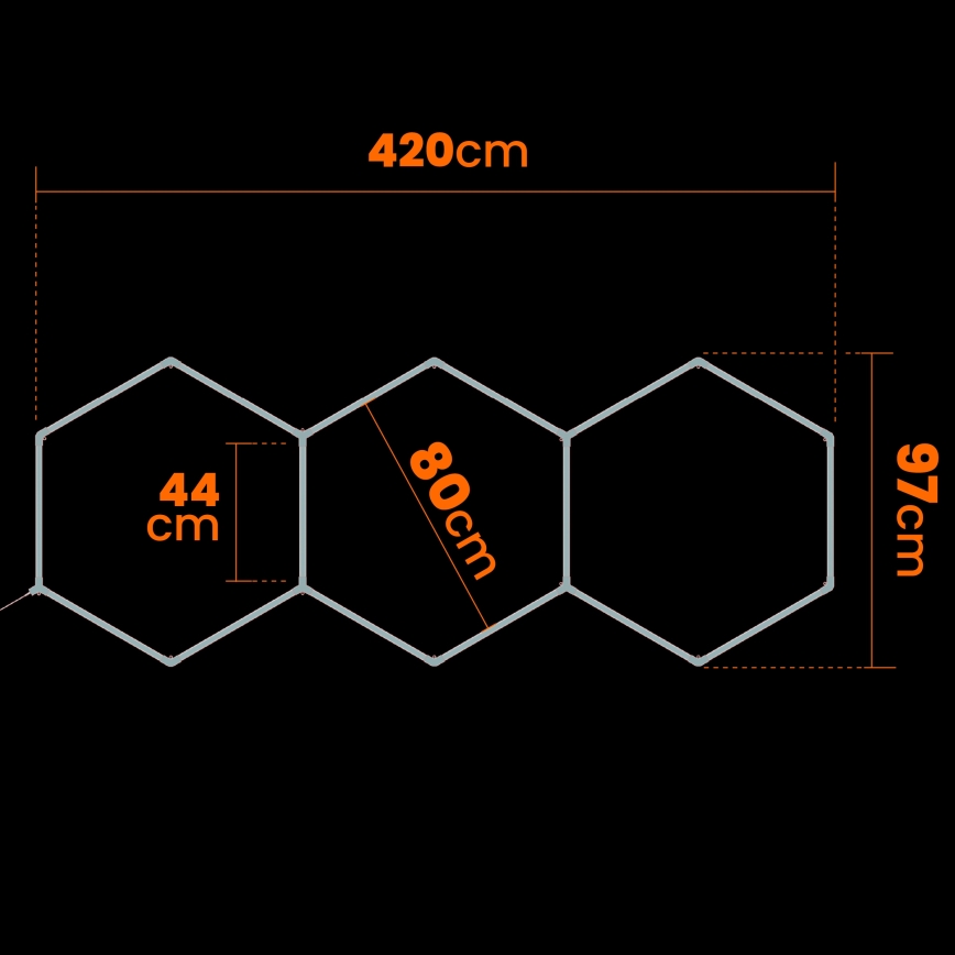 LED Stropní svítidlo HEXAGON LED/128W/85-265V 4000K 248x97 cm CRI 90 IP54 bílá