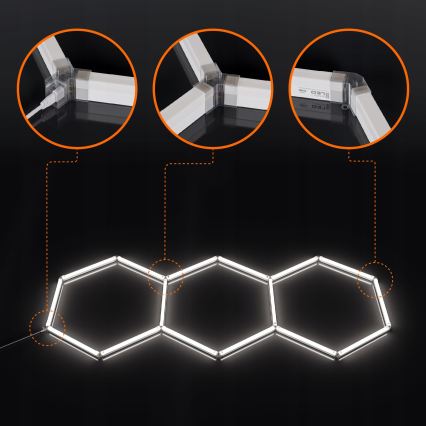 LED Stropní svítidlo HEXAGON LED/128W/85-265V 6000K 248x97 cm CRI 90 IP54 bílá