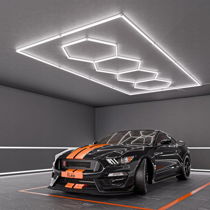 LED Stropní svítidlo HEXAGON LED/384W/85-265V 6500K 484x243 cm CRI 90 IP54 bílá