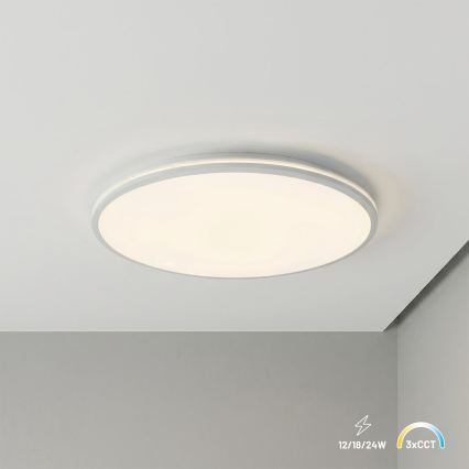LED Stropní svítidlo HUGO LED/12/18/24W/230V 3000/4000/6500K pr. 30 cm IP54 bílá