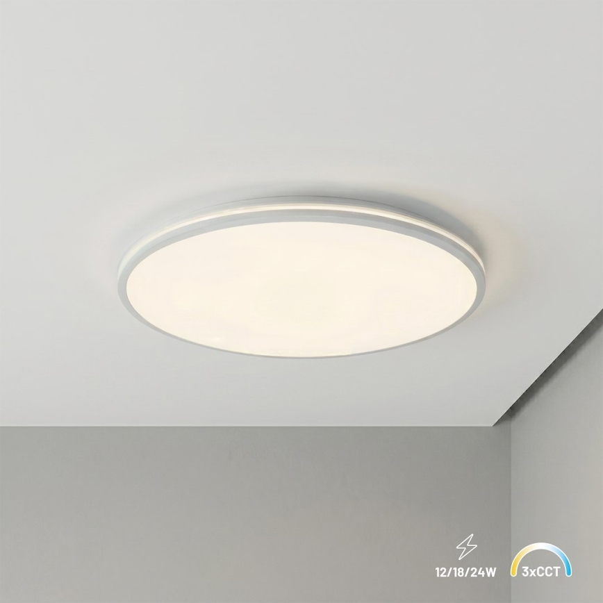 LED Stropní svítidlo HUGO LED/12/18/24W/230V 3000/4000/6500K pr. 30 cm IP54 bílá