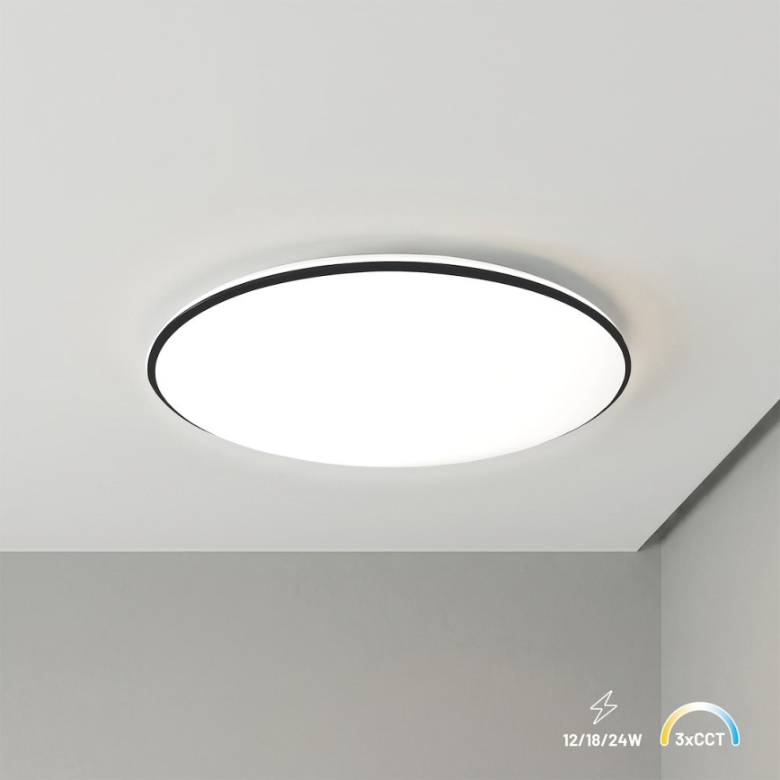 LED Stropní svítidlo HUGO LED/12/18/24W/230V 3000/4000/6500K pr. 30 cm IP54 černá