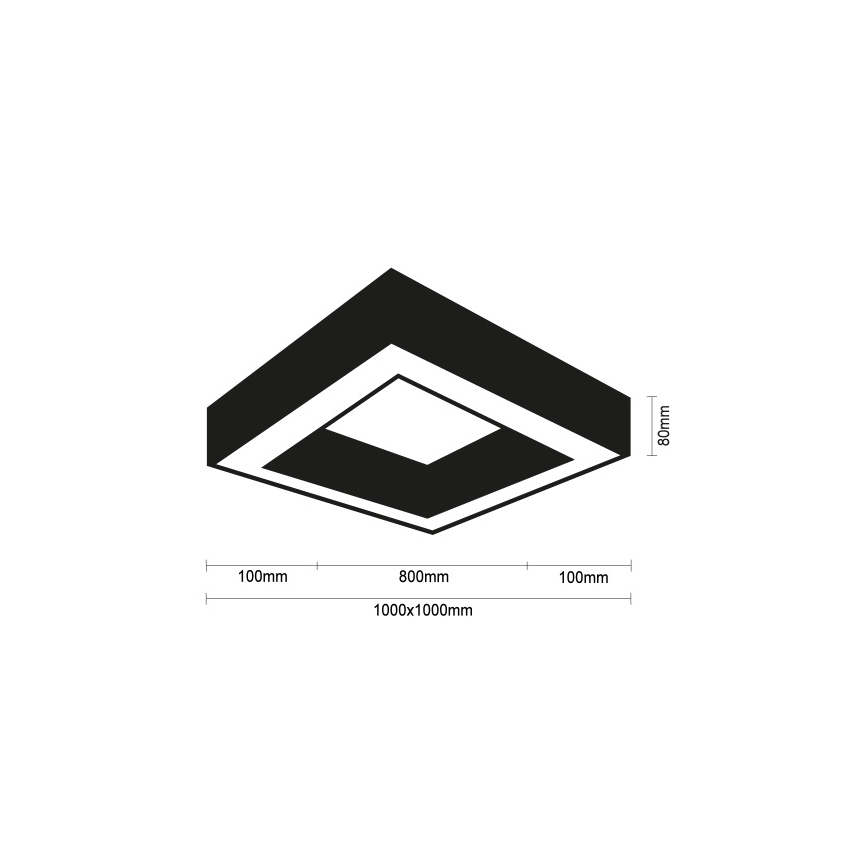 LED Stropní svítidlo LED/130W/230V 3000/4000/6500K 100x100 cm černá