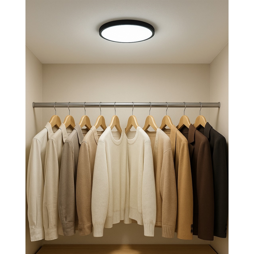 LED Stropní svítidlo LED/18W/230V 3000/4000/6500K pr. 23 cm černá