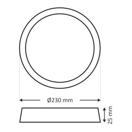 LED Stropní svítidlo LED/18W/230V 3000/4000/6500K pr. 23 cm černá