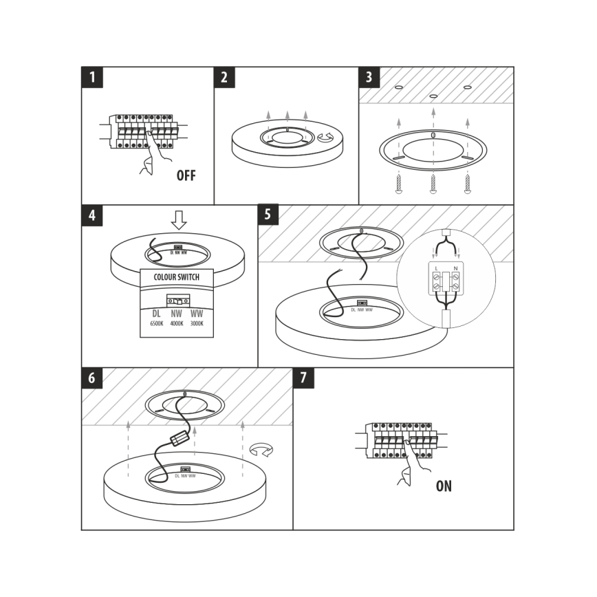 LED Stropní svítidlo LED/18W/230V 3000/4000/6500K pr. 23 cm černá