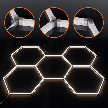 LED Stropní svítidlo HEXAGON LED/192W/85-265V 4000K 298x209 cm CRI 90 IP54 bílá