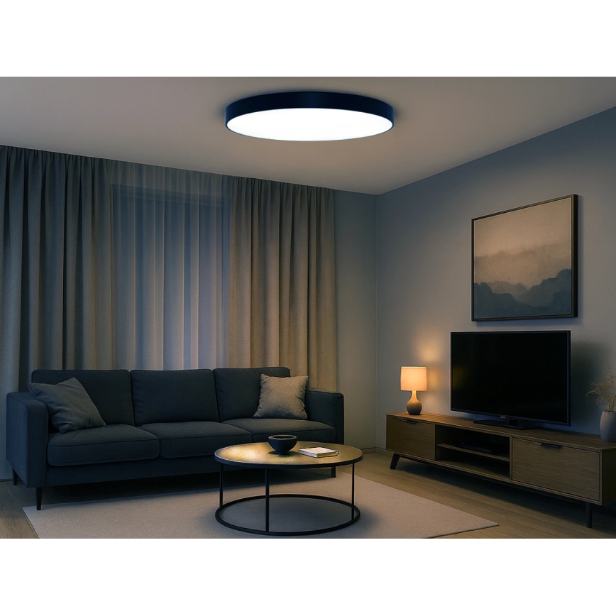 LED Stropní svítidlo LED/200W/230V 3000/4000/6500K pr. 100 cm černá