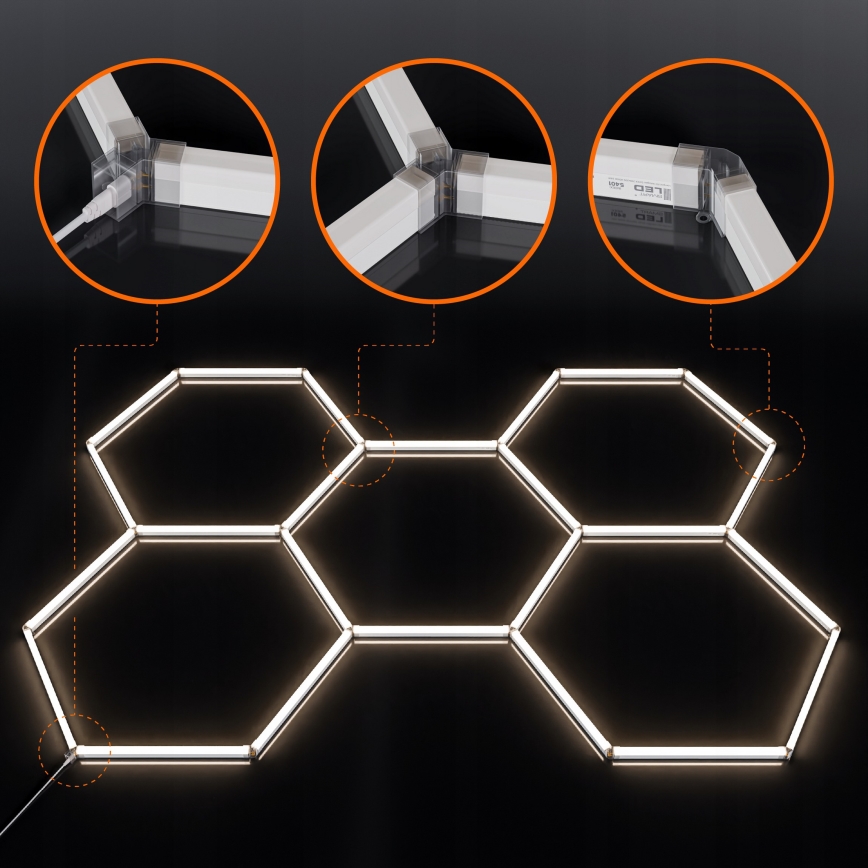 LED Stropní svítidlo HEXAGON LED/240W/85-265V 4000K 298x209 cm CRI 90 IP44 bílá