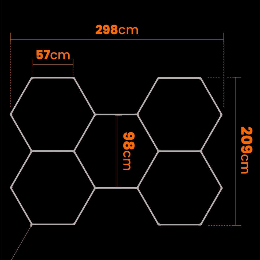 LED Stropní svítidlo HEXAGON LED/240W/85-265V 4000K 298x209 cm CRI 90 IP44 bílá