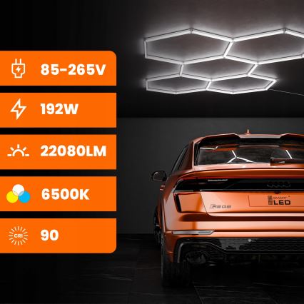 LED Stropní svítidlo HEXAGON LED/240W/85-265V 6500K 298x209 cm CRI 90 IP44 bílá