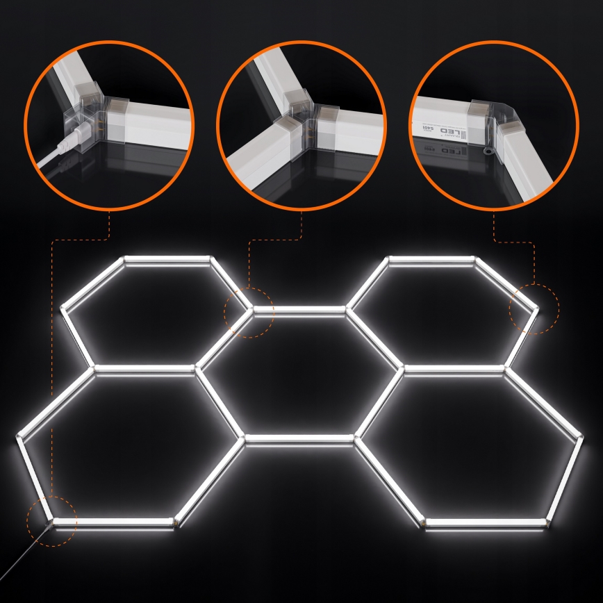 LED Stropní svítidlo HEXAGON LED/240W/85-265V 6500K 298x209 cm CRI 90 IP44 bílá