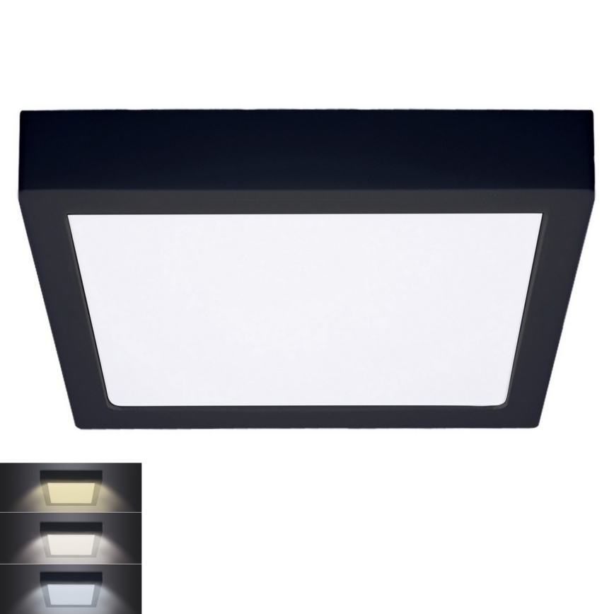 LED Stropní svítidlo LED/24W/230V 3000/4000/6000K černá hranatý