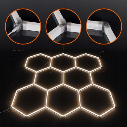 LED Stropní svítidlo HEXAGON LED/280W/85-265V 4000K 313x298 cm CRI 90 IP54 bílá