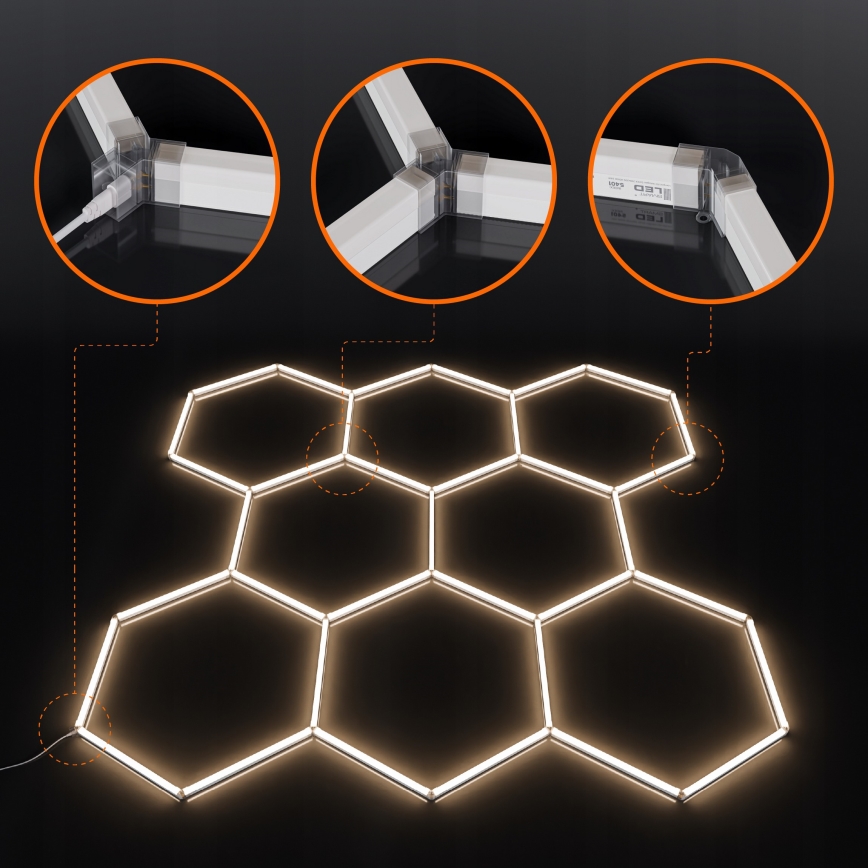LED Stropní svítidlo HEXAGON LED/280W/85-265V 4000K 313x298 cm CRI 90 IP54 bílá