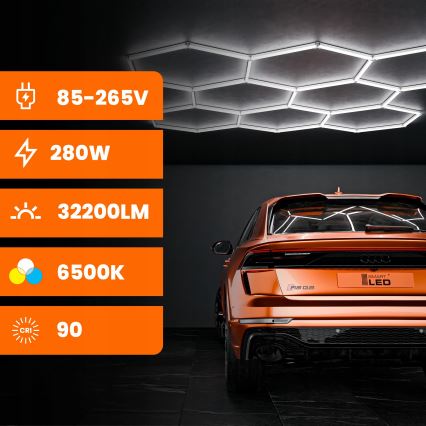 LED Stropní svítidlo HEXAGON LED/280W/85-265V 6500K 313x298 cm CRI 90 IP54 bílá