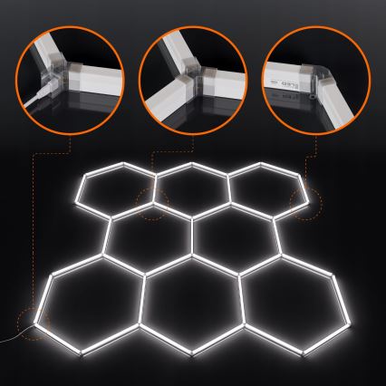 LED Stropní svítidlo HEXAGON LED/280W/85-265V 6500K 313x298 cm CRI 90 IP54 bílá
