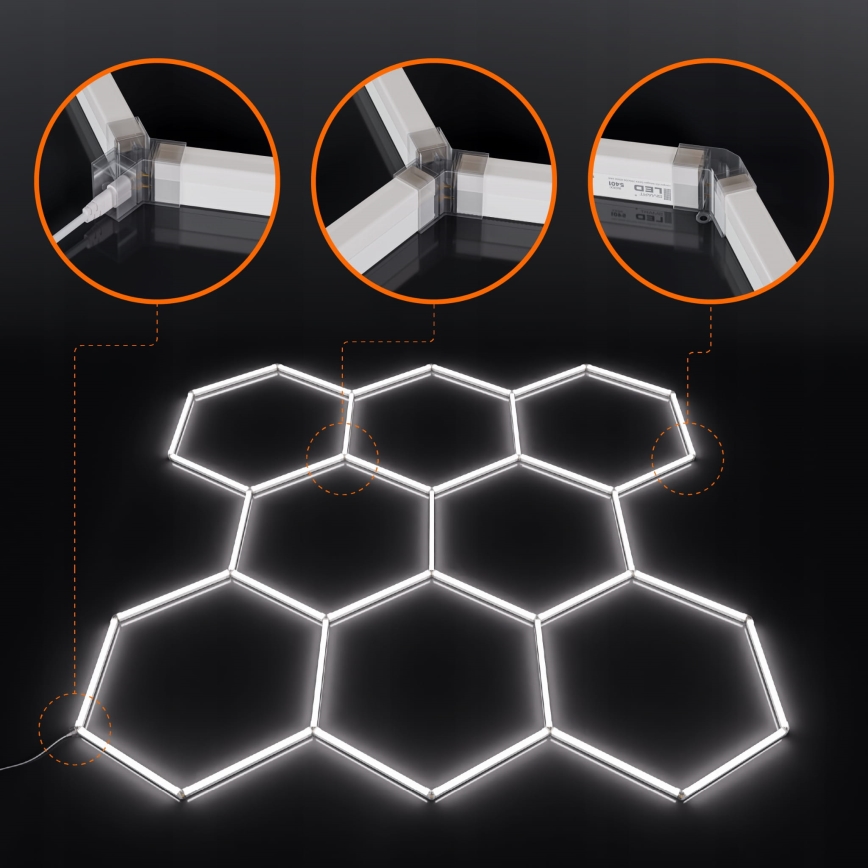 LED Stropní svítidlo HEXAGON LED/280W/85-265V 6500K 313x298 cm CRI 90 IP54 bílá