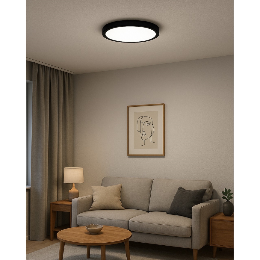 LED Stropní svítidlo LED/32W/230V 3000/4000/6500K pr. 40 cm černá
