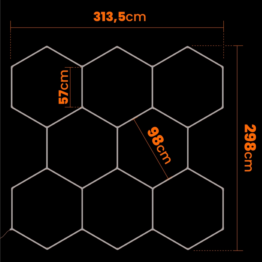 LED Stropní svítidlo HEXAGON LED/350W/85-265V 4000K 313x298 cm CRI 90 IP44 bílá