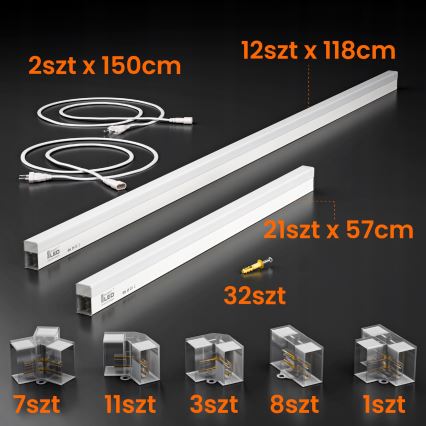 LED Stropní svítidlo HEXAGON LED/384W/85-265V 4000K 484x243 cm CRI 90 IP54 bílá