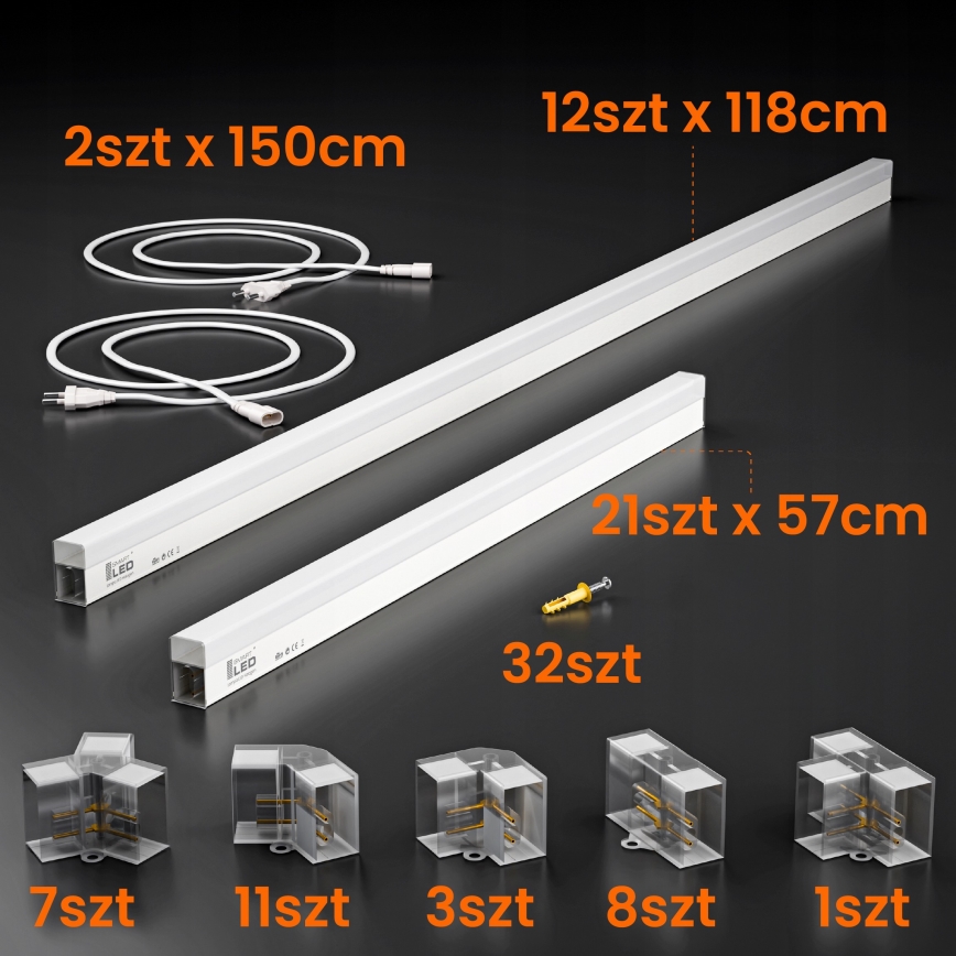 LED Stropní svítidlo HEXAGON LED/384W/85-265V 4000K 484x243 cm CRI 90 IP54 bílá