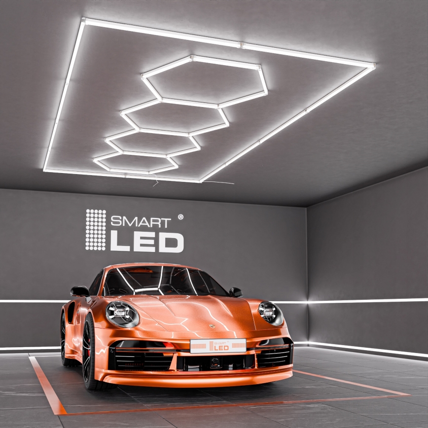 LED Stropní svítidlo HEXAGON LED/384W/85-265V 6500K 484x243 cm CRI 90 IP54 bílá