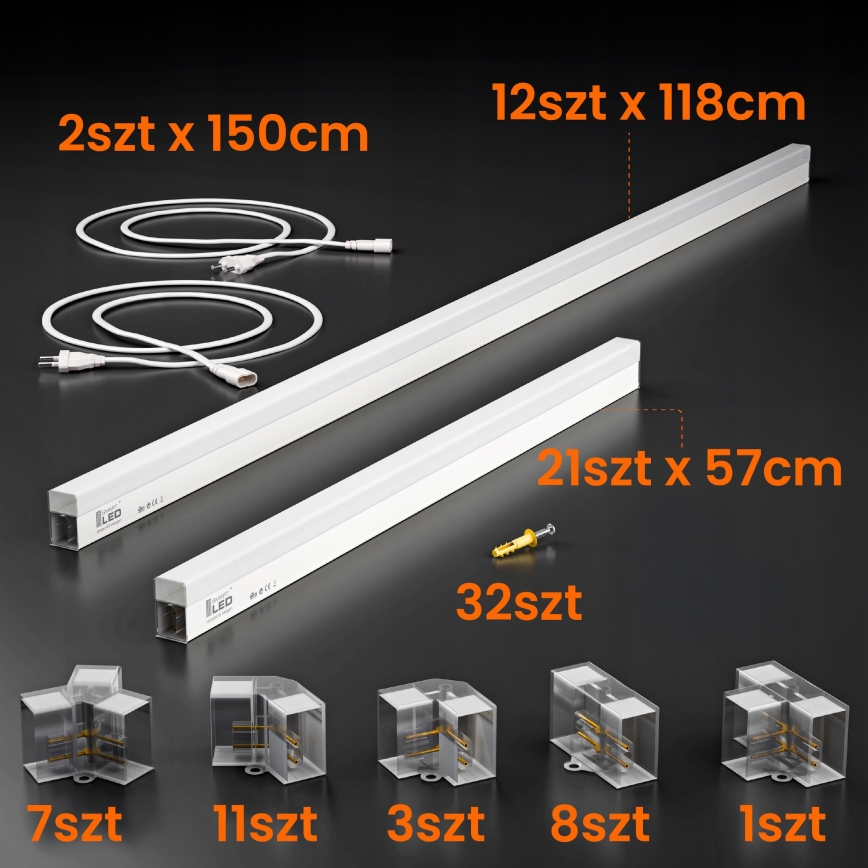 LED Stropní svítidlo HEXAGON LED/384W/85-265V 6500K 484x243 cm CRI 90 IP54 bílá