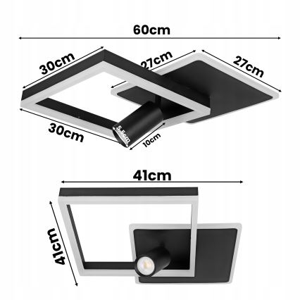 LED Stropní svítidlo LED/38W/230V + 1xGU10/30W černá