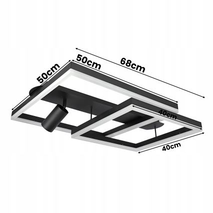 LED Stropní svítidlo LED/38W/230V + 1xGU10/30W černá