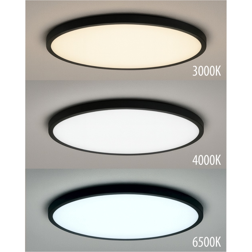 LED Stropní svítidlo LED/40W/230V 3000/4000/6500K pr. 50 cm černá