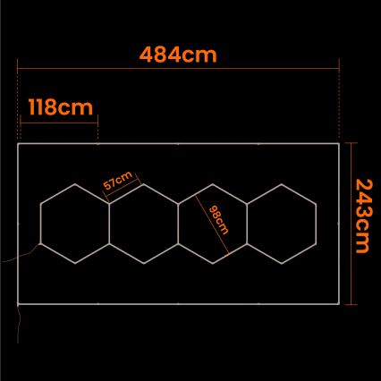 LED Stropní svítidlo HEXAGON LED/426W/85-265V 4000K 484x243 cm CRI 90 IP44 bílá