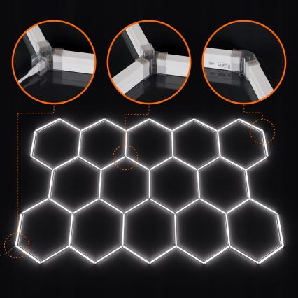 LED Stropní svítidlo HEXAGON LED/456W/85-265V 4000K 522x298 cm CRI 90 IP54 bílá