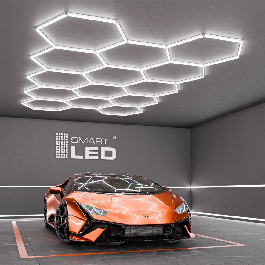 LED Stropní svítidlo HEXAGON LED/456W/85-265V 6500K 522x298 cm CRI 90 IP54 bílá