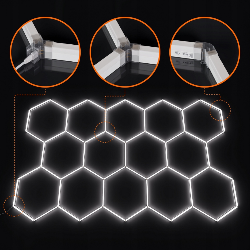 LED Stropní svítidlo HEXAGON LED/570W/85-265V 4000K 522x298 cm CRI 90 IP44 bílá