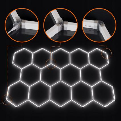 LED Stropní svítidlo HEXAGON LED/570W/85-265V 6500K 522x298 cm CRI 90 IP44 bílá