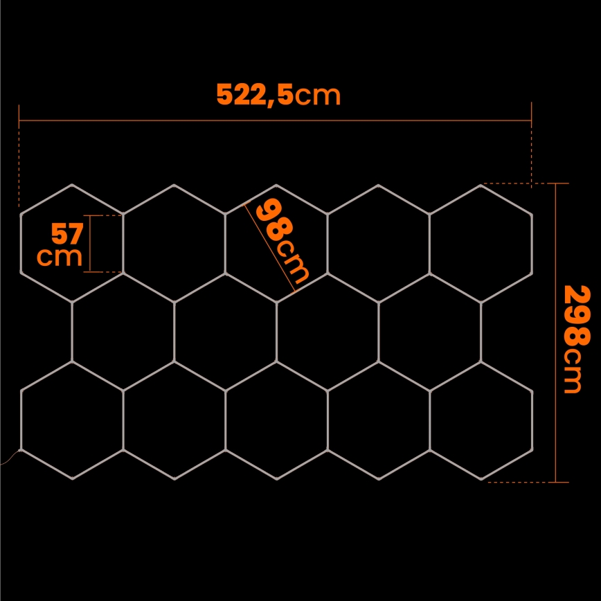 LED Stropní svítidlo HEXAGON LED/570W/85-265V 6500K 522x298 cm CRI 90 IP44 bílá