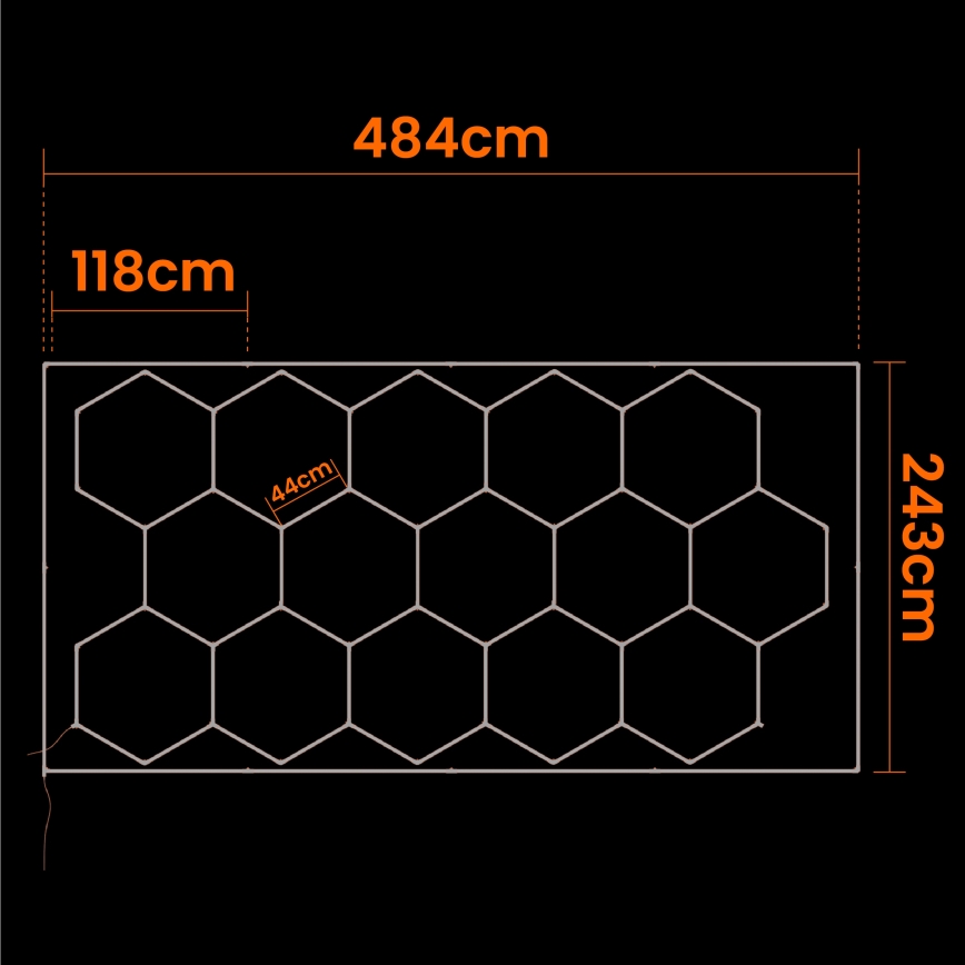 LED Stropní svítidlo HEXAGON LED/696W/85-265V 4000K 484x243 cm CRI 90 IP54 bílá