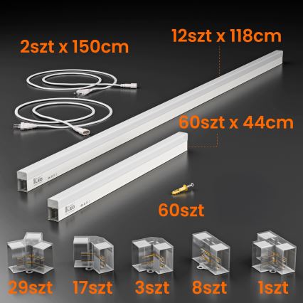 LED Stropní svítidlo HEXAGON LED/696W/85-265V 6500K 484x243 cm CRI 90 IP54 bílá