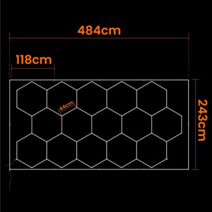 LED Stropní svítidlo HEXAGON LED/696W/85-265V 6500K 484x243 cm CRI 90 IP54 bílá