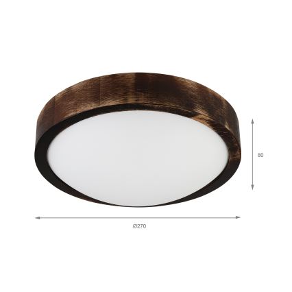 LED Stropní svítidlo OAK SMOKY SLIM LED/20W/230V 4000K pr. 27 cm dub/tmavě hnědá