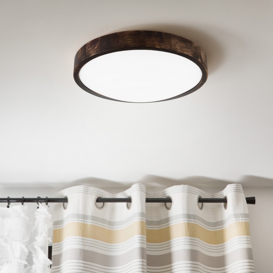 LED Stropní svítidlo OAK SMOKY SLIM LED/36W/230V 4000K pr. 37 cm dub/tmavě hnědá