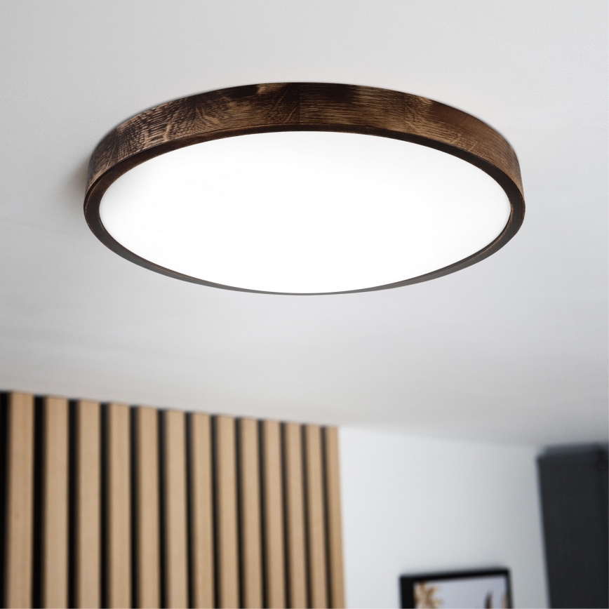 LED Stropní svítidlo OAK SMOKY SLIM LED/36W/230V 4000K pr. 47 cm dub/tmavě hnědá