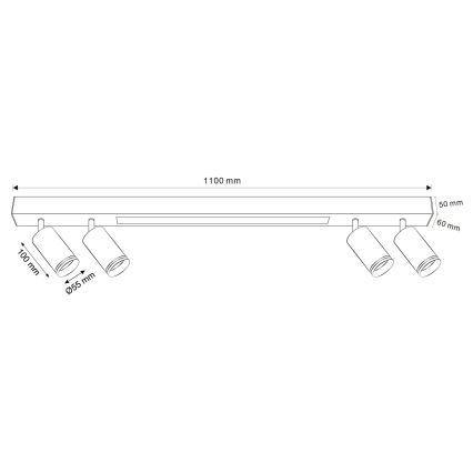 LED Stropní svítidlo PARIS LED/24W/230V + 4xGU10/10W černá